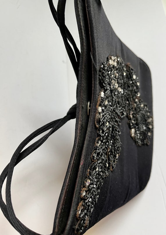 Black Lewis beaded handbag with black and silver … - image 4