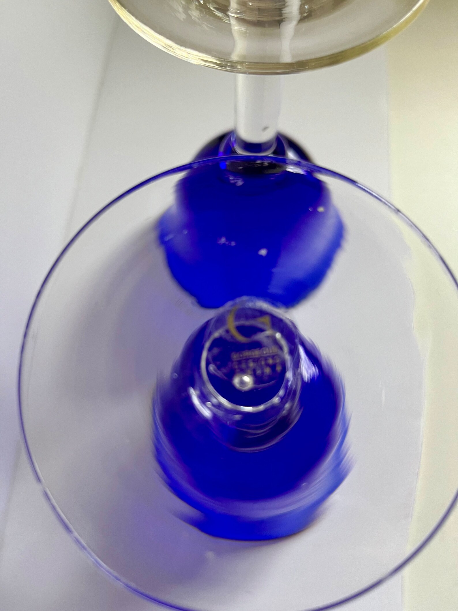 2 Vintage Cobalt Blue Clear Stem Wine Glasses Water Goblets Etsy