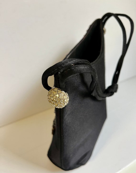 Black Lewis beaded handbag with black and silver … - image 3