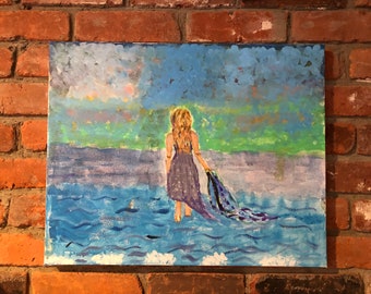 HOPE - A Woman at the Ocean - ORIGINAL Acrylic painting