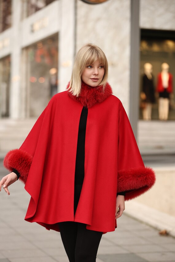 Fur trim cape best sale