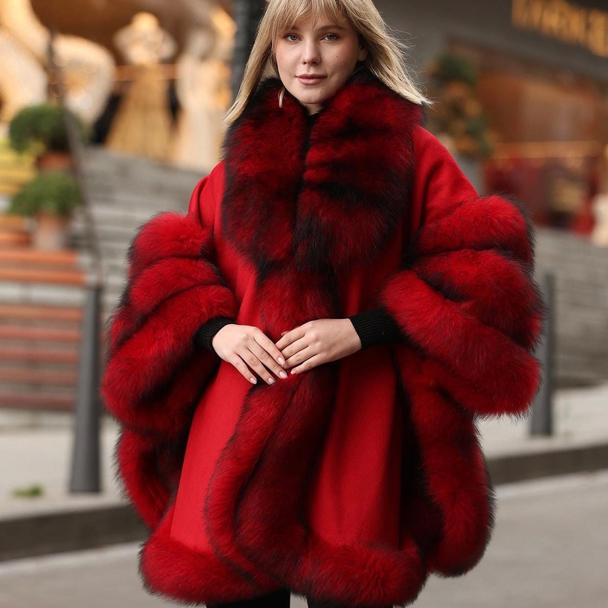 Fox Trimmed Fur Cape - Etsy Canada Fox Trimmed Fur Cape - Etsy Canada