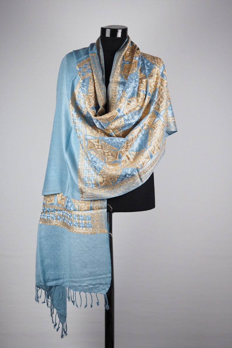 Winter Embroidered shawl wool, Women wool wrap, Handmade shops wool scarf women, 29 X 70 inch