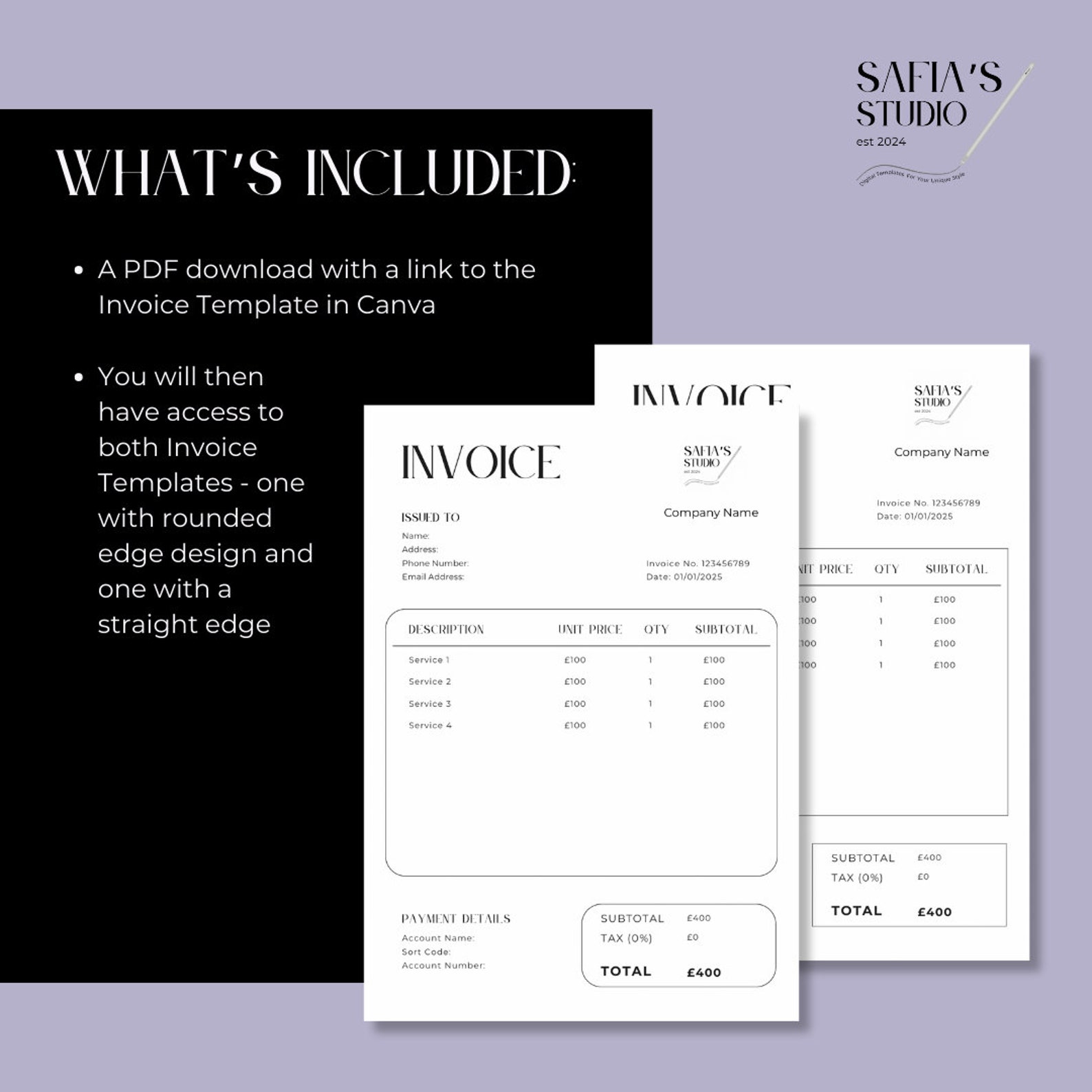 Invoice Template - Canva Template, Small Business Template, Editable ...