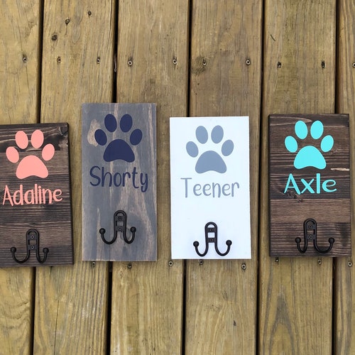 Custom Name Pet Accessory Hook Dog Bones Personalized Leash Etsy