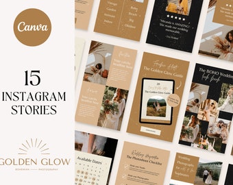 Instagram Stories Templates Canva | Golden Glow | Earthy, Boho Design | IG story & Carousel | Canva Design Template | Hersted Hertz