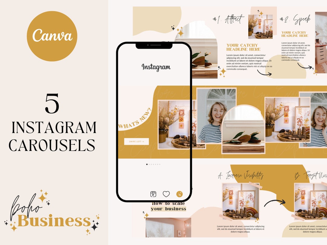 Instagram Carousel Templates Canva | Boho Business | Bold, Boho Design ...