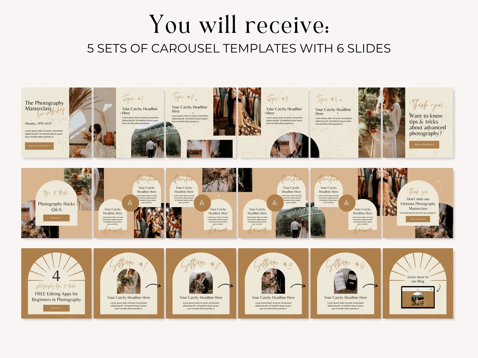 Instagram Carousel Templates Canva Golden Glow Earthy - Etsy