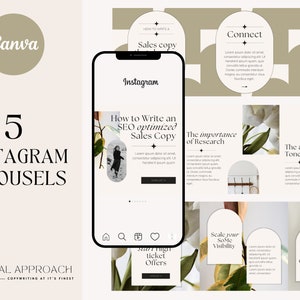 Minimalist Instagram Carousel Templates: Editorial Canva Design (Digital Download)