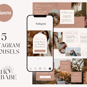 Instagram Karussell Vorlagen Canva | Boho-Babe | Boho Wüsten Design | IG Stories & Karussell |  Canva Design Vorlage | Hersted Hertz