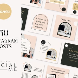 Instagram Post Vorlagen Canva | Soziales Ich | Modernes, feminines Boho Design | IG Stories & Karussell |  Canva Design Vorlage | Hersted Hertz