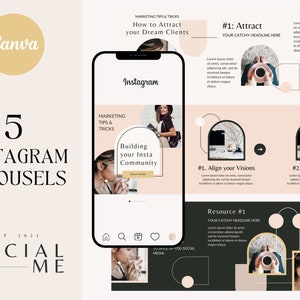 Instagram Karussell Vorlagen Canva | Soziales Ich | Mutiges Boho Design | IG Stories & Karussell |  Canva Design Vorlage | Hersted Hertz