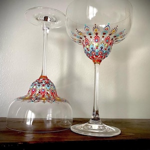 Hand Painted Margarita Cocktail Glasses, Set of 2