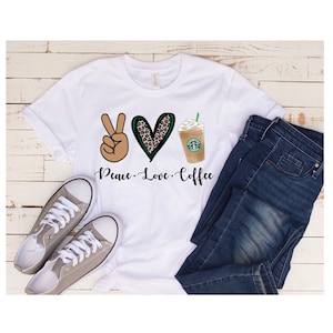 Peace Love Coffee PNG Sublimation Design