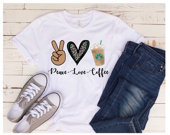 Peace Love Coffee PNG Sublimation Design