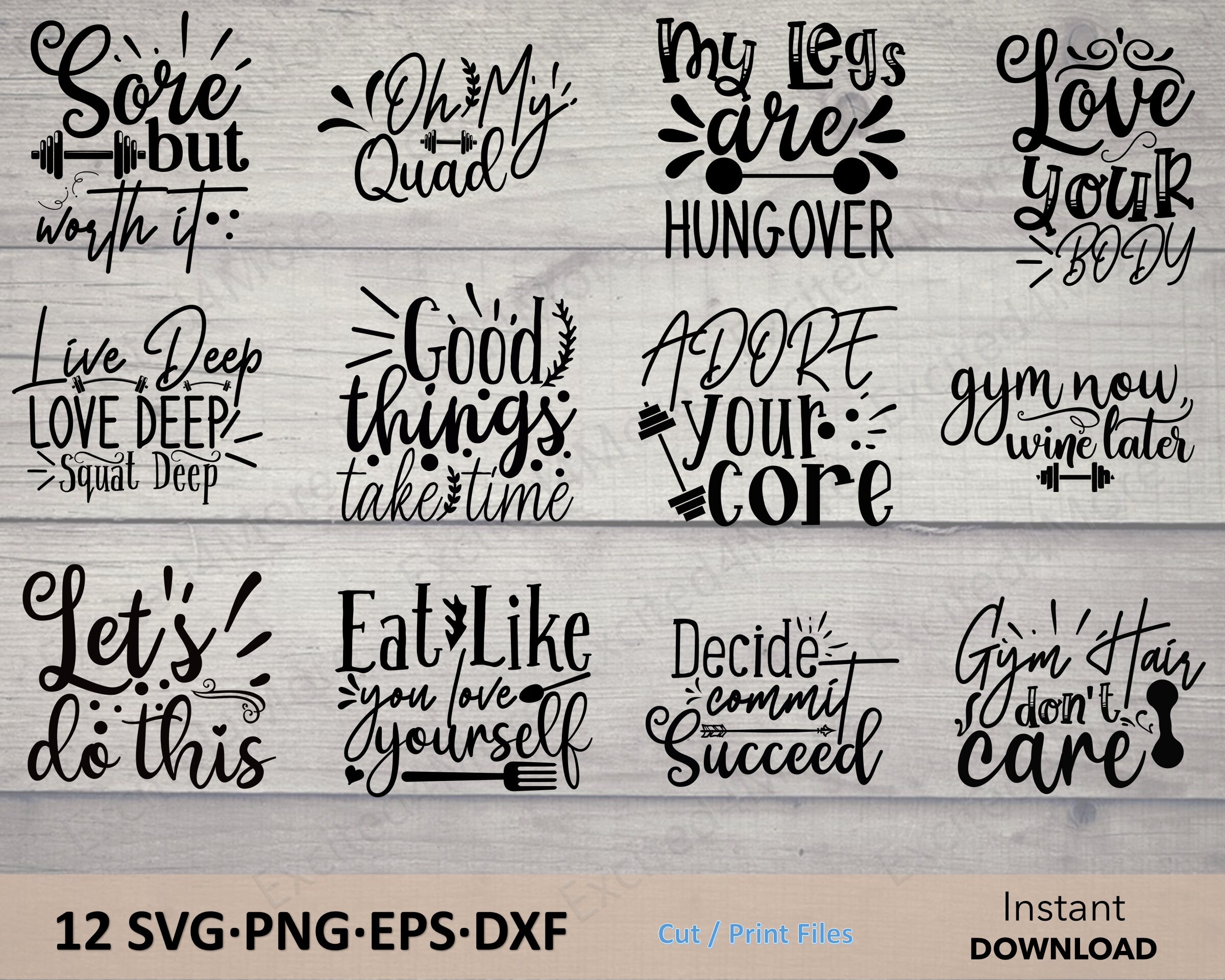 Workout Svg Bundle | Gym Quotes SVG | Workout quote Svg cut file | Fi…