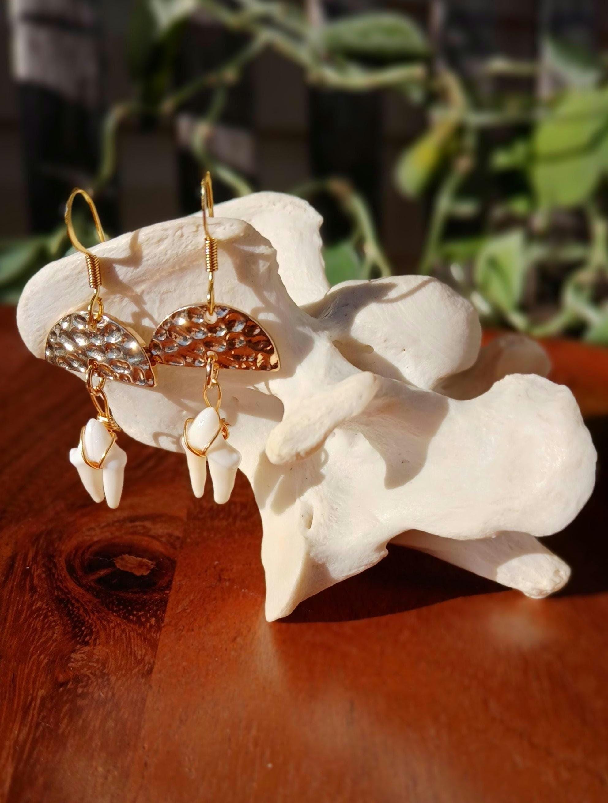 Handmade Silver Star Hair Clips And Dangle Earrings With Real Fox Teeth Pendants Ethically Sourced Fox Teeth - Etsy main image 2