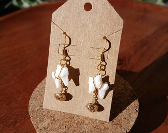 Orecchini con denti di volpe grigia: placcati in oro 18k, orecchini con volpe, orecchini in vero osso, orecchini pendenti in osso di volpe, orecchini in stile boho, stranezze e curiosità