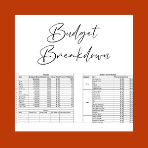 Wedding Budget and Budget Breakdown blank sheet (Excel File)