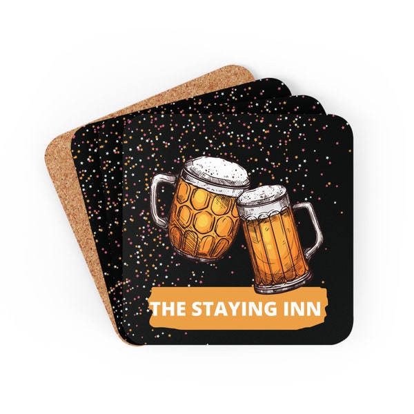 Personalised Corkwood Coaster Set for beer garden home bar BBQ fathers day gift