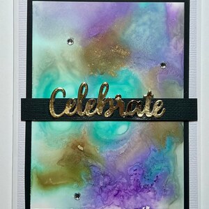 Célébrer, carte de voeux, carte d'anniversaire, carte anniversaire, nouvel emploi, retraite, pour lui, pour elle, fait main, encre alcoolisée,