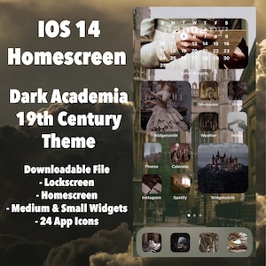 IOS 14 Homescreen Dark Academia 19th Century Romantic  - App Icons, Widgets, Lockscreen Download