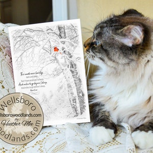 Cardinal in Snow Christmas Greeting Card Set (Kitty Approved!) Robert Frost &quot;The woods are lovely...&quot;