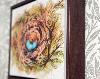 Nest and Eggs Watercolor Canvas & Photo Paper Print