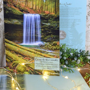 Waterfall Nature Greeting Cards with John Muir Quotes