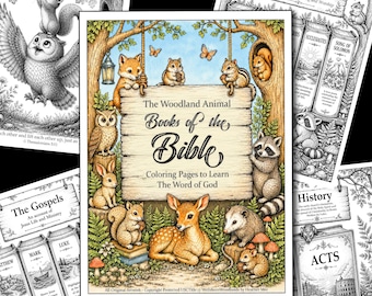 Pagine da colorare bibliche con animali del bosco, per bambini cristiani, per la scuola domenicale, i campi estivi biblici e i quaderni di lavoro per l'istruzione domiciliare.