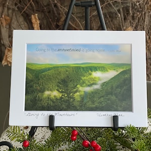 Matted 4x6 5x7 Summer Mountains w/ Muir Quote