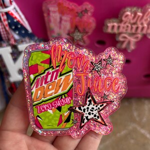 Mom juice Bogg bag charm, glitter bag charm, Mama bag charm