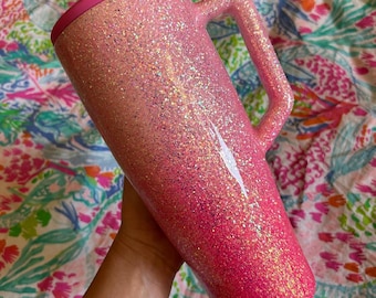 Vaso Brumate con purpurina rosa