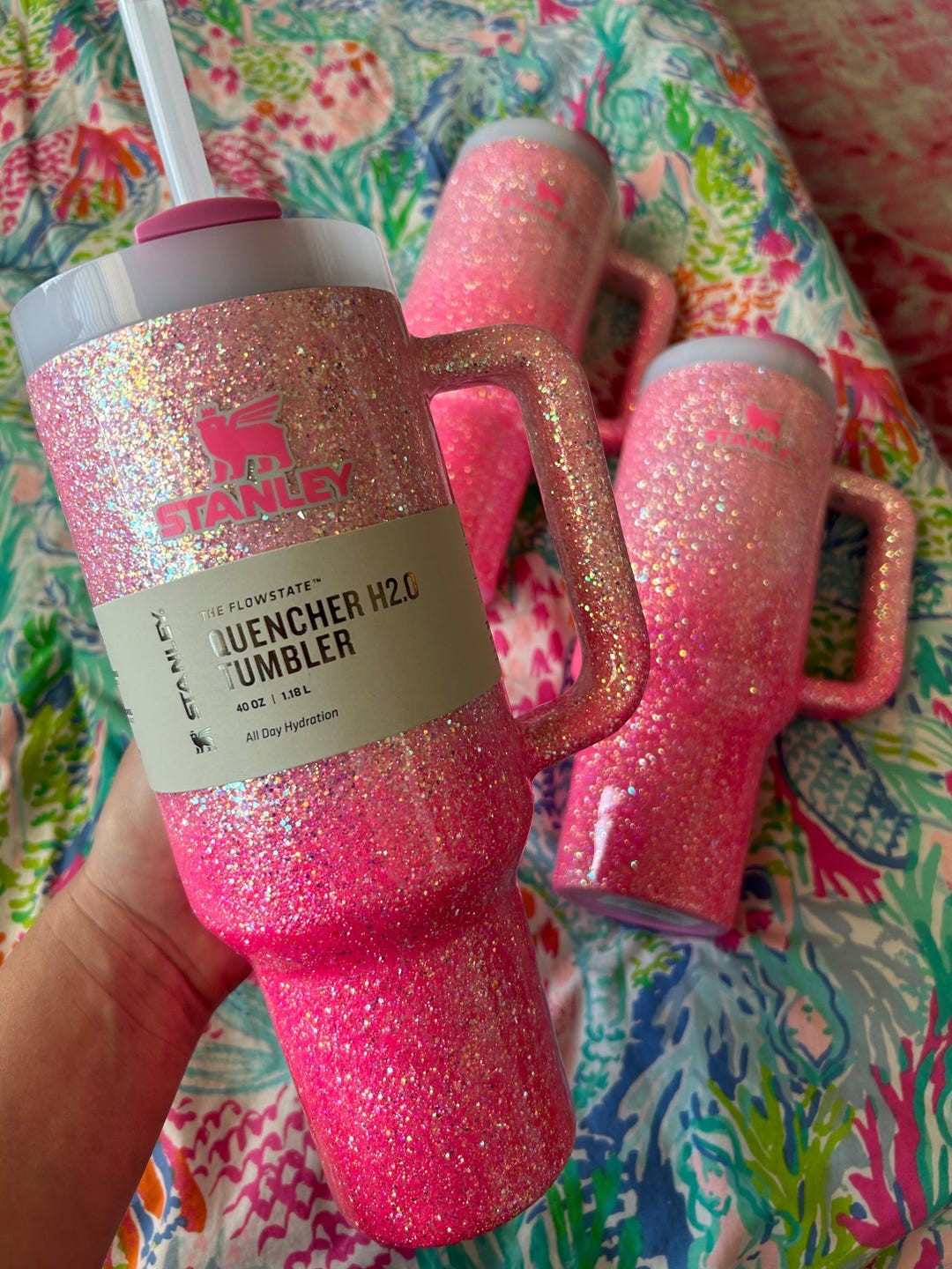 Pink Glitter Stanley Tumbler