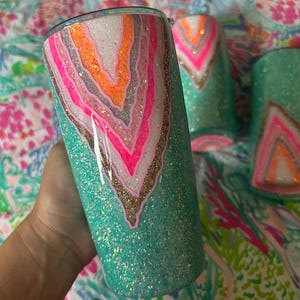 Aqua Geode Glitter Tumbler // Glitter Tumbler