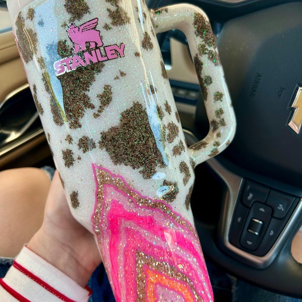 Cow print geode glitter Stanley