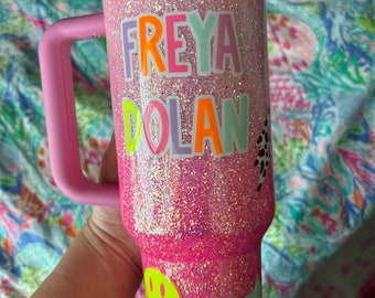 Pink glitter Stanley tumbler