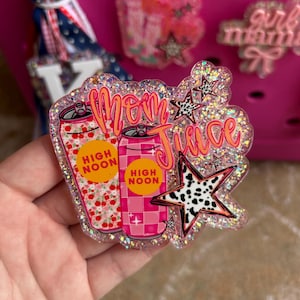 Mom juice Bogg bag charm, glitter bag charm, Mama bag charm