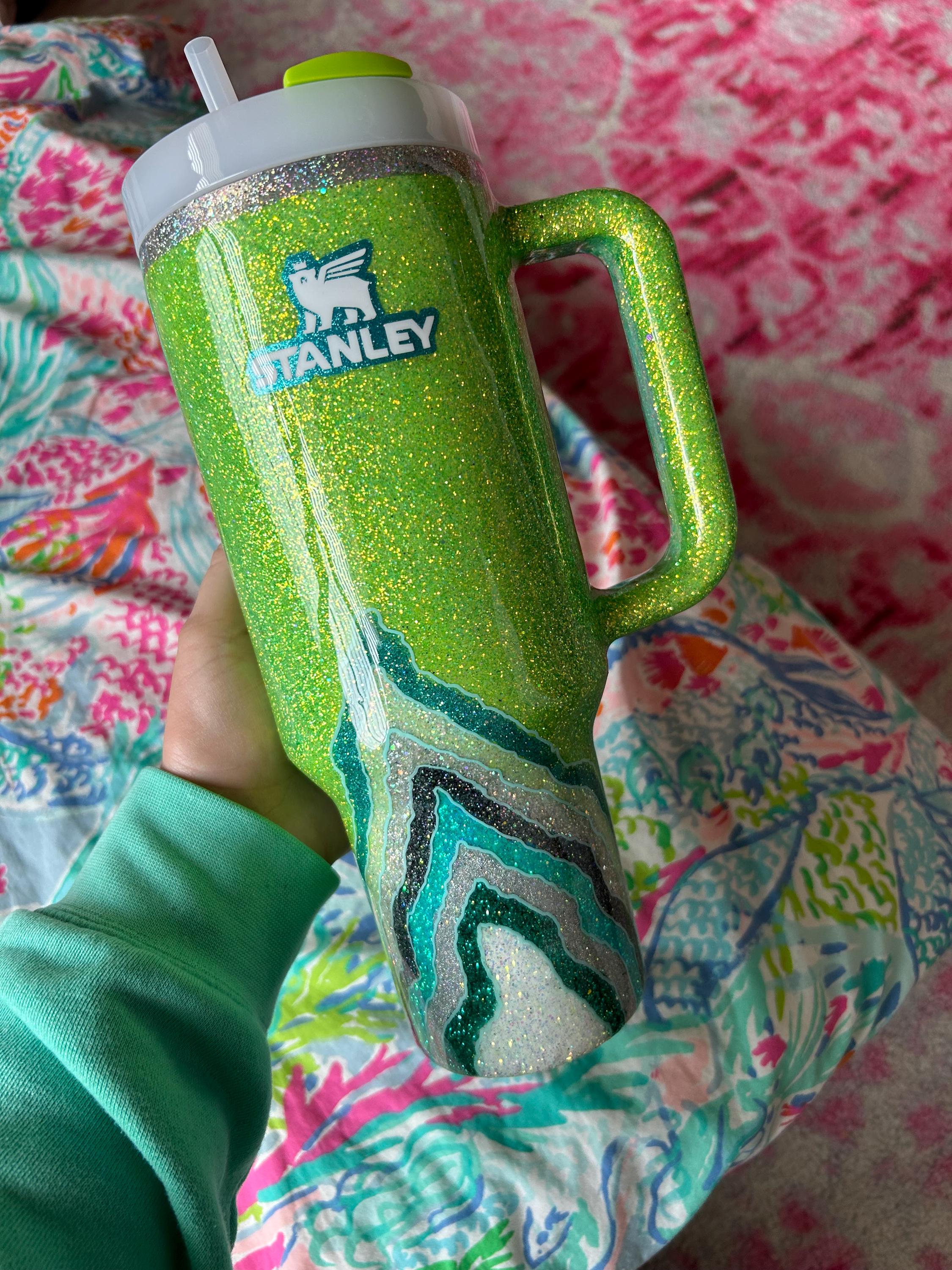 Lime Green Glitter Stanley Tumbler - Etsy