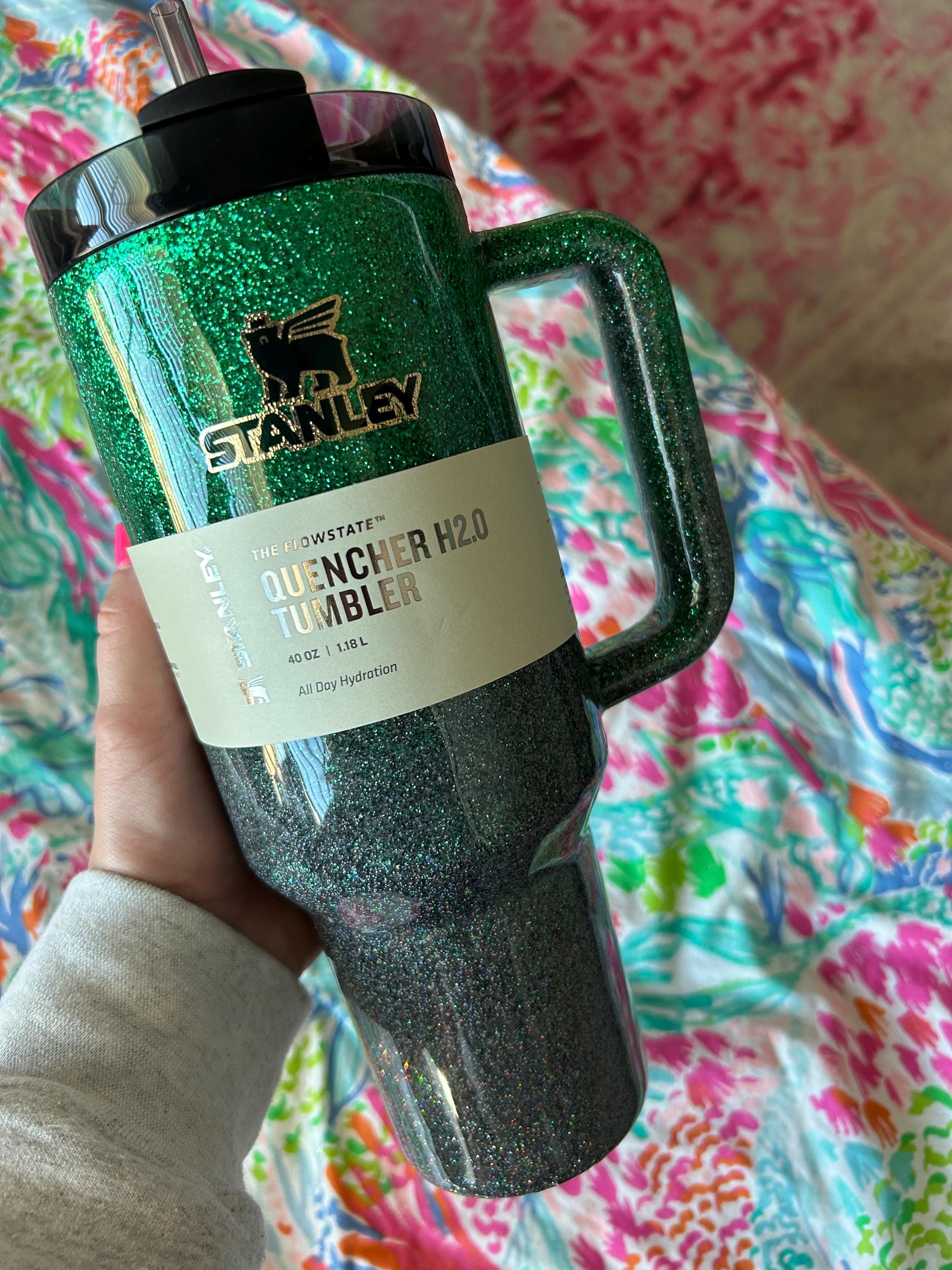 Dark Green/black Glitter Stanley Tumbler - Etsy