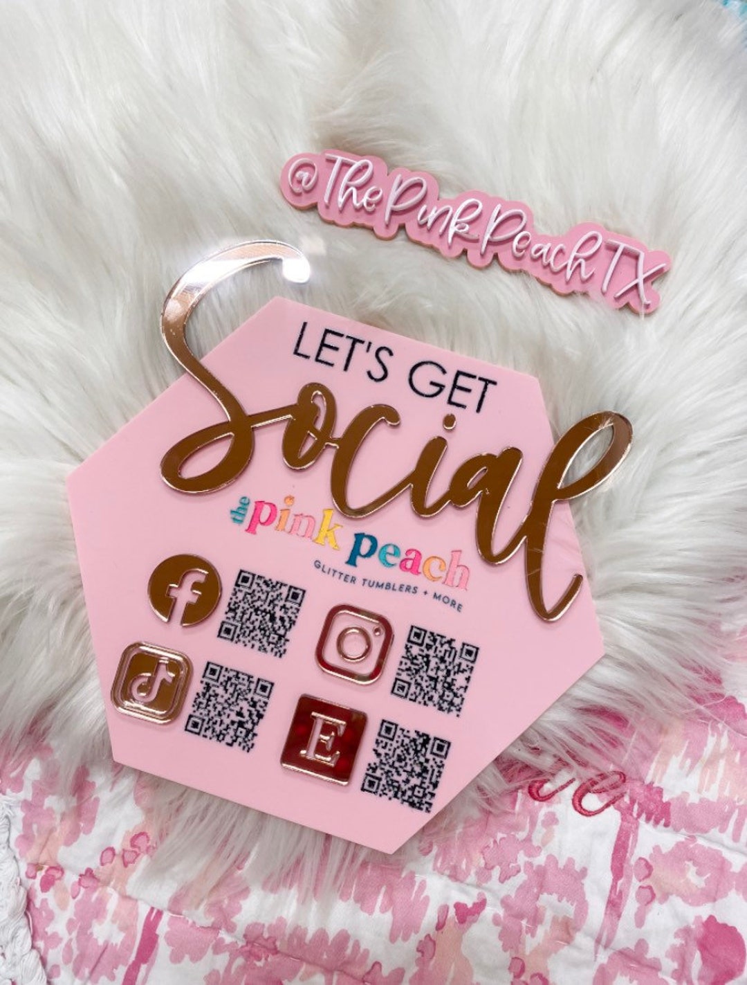 Lets Get Social Sign, Social Media Acrylic Sign, Sign for Small ...