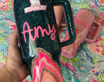 Navy geode glitter Stanley tumbler