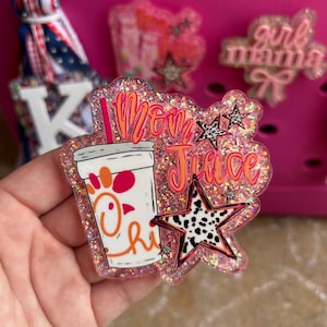 Mom juice Bogg bag charm, glitter bag charm, Mama bag charm