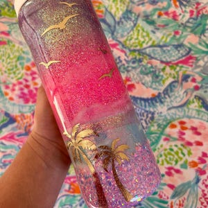 Cotton candy beach glitter Owala tumbler