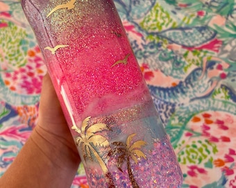 Cotton candy beach glitter Owala tumbler
