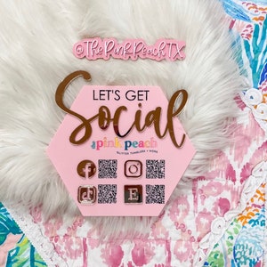 Lets Get Social Sign, Social Media Acrylic Sign, Sign for Small ...