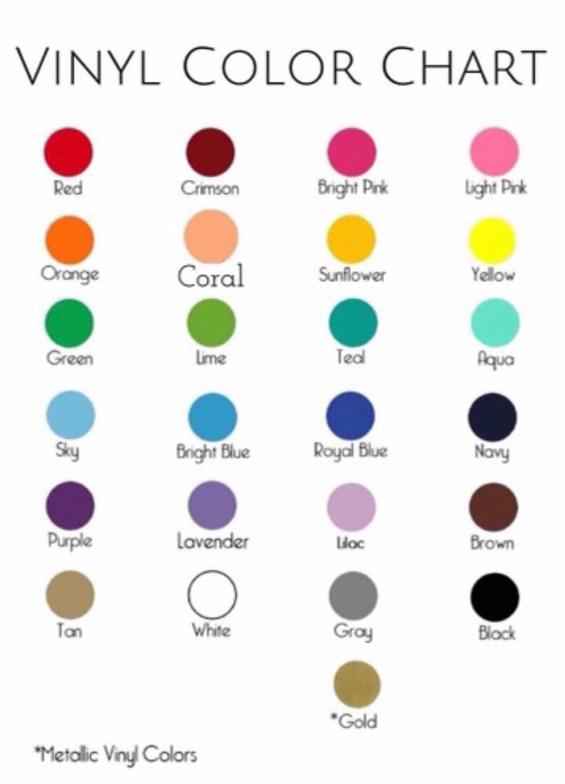 Puede incluir: Una tabla de colores de vinilo con una variedad de colores, incluyendo rojo, naranja, amarillo, verde, azul, morado, marr&oacute;n y negro. La tabla tambi&eacute;n incluye colores de vinilo met&aacute;licos. El texto "TABLA DE COLORES DE VINILO" est&aacute; en la parte superior.