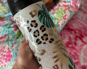 Tropical Leopard Glitter Owala