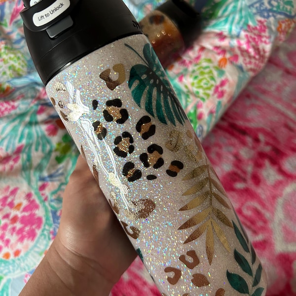 Tropical Leopard Glitter Owala