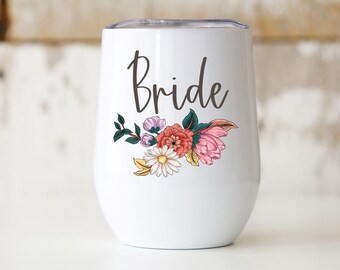 Personalized Wine Tumbler, Custom Wine Tumbler with a Lid, Insulated Wine Tumbler, Bachelorette Party, Bridesmaid Gift, Bridal gift bride